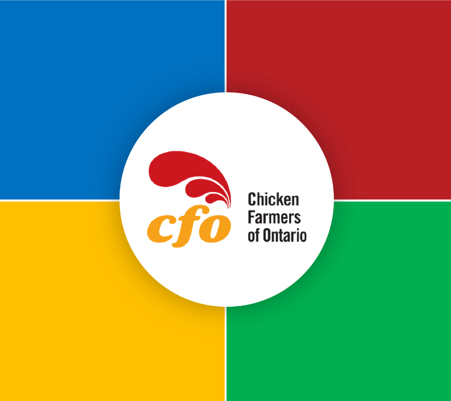 CFO logo, in a circle, surrounded by 4 colours