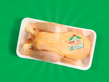A packaged CFO specialty breeds chicken